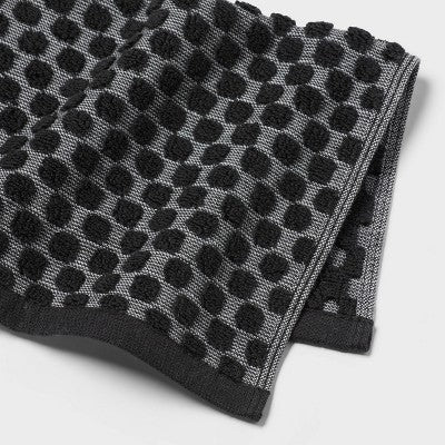 6pc Performance Plus Textured Dot Bath Towel Set Black - Threshold