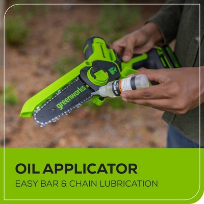 Greenworks POWERALL 6" 24V Cordless Brushless Pruner Saw Kit, 2.0Ah Battery, Charger with BONUS Carry Case and Oil Applicator