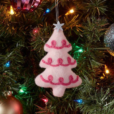 Fabric Tree Christmas Ornament Pink - Wondershop: Indoor Decoration, 5" Height, No Battery Required