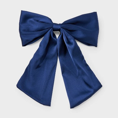 Satin Bow Hair Barrette - Wild Fable Navy