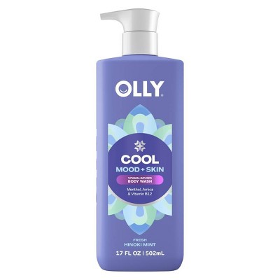 OLLY Cool Mood and Skin Vitamin-Infused Body Wash - Fresh Hinoki Mint - 17 fl oz: Deep Hydration, Paraben-Free, Sulfate-Free, Gel