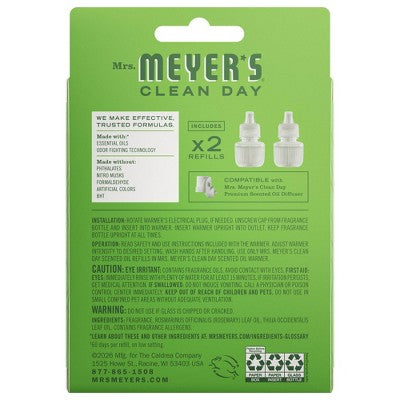 Mrs. Meyer's Clean Day Plug Scent Oil Air Freshener Refills Fresh Cut Grass - 0.67oz/2pk