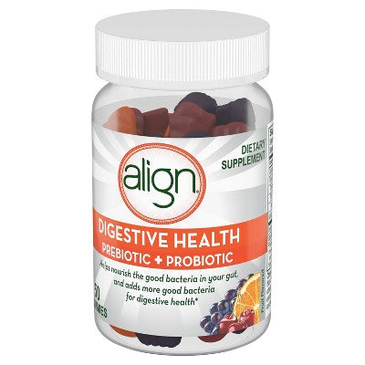 Align Digestive Health Natural Fruit Flavors Pre+Probiotic Gummies - 50ct