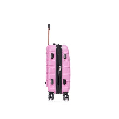 Rockland Melbourne Hardside Expandable Spinner Luggage Carry On Suitcase - Pink