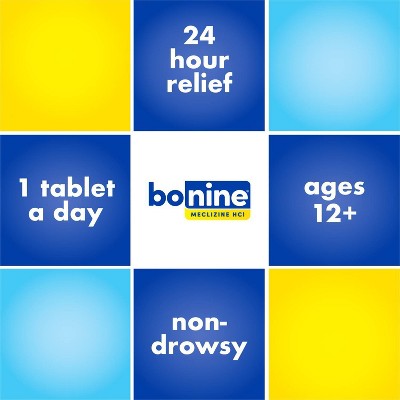 Bonine Non-Drowsy Nausea Relief - Meclizine HCI 25mg Chewable Tablets - Raspberry - 16ct