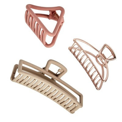 scunci Claw Clips - Assorted Sizes & Styles - All Hair -3pcs
