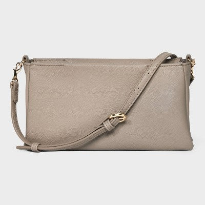 Double Gusset Crossbody Bag - Universal Thread Gray: Adjustable Strap, Twill Construction
