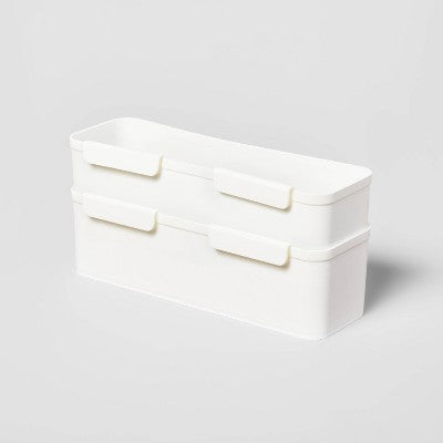 Set of 2 Long Cart Divider Cups - Brightroom: White Storage Trays, Utility Cart Accessories, 11.22" Length