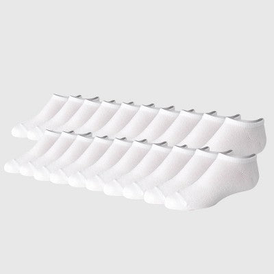 Hanes Girls' 20pk No Show Socks - White M