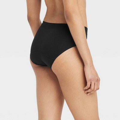 Women's Absorbent Seamless Hipster Period Underwear - Auden Black L: Midweight Knit, 4-Way Stretch, Pull-On