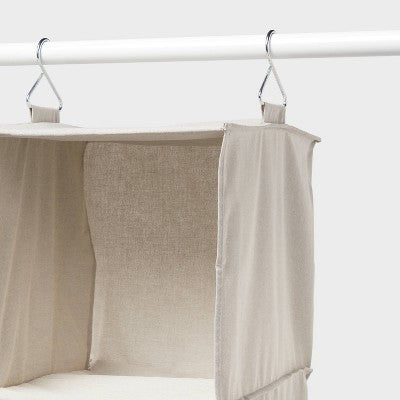 4 Shelf Hanging Fabric Storage Organizer with Hang Bar Light Gray - Brightroom