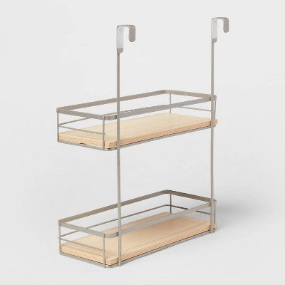 Over the Cabinet Tiered Shelves with Wood Brushed Nickel - Brightroom