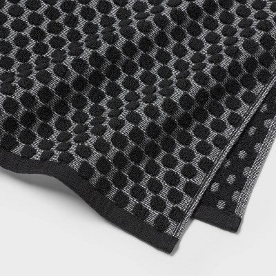 6pc Performance Plus Textured Dot Bath Towel Set Black - Threshold