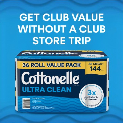 Cottonelle Ultra Clean Strong Toilet Paper - 36 Mega Rolls