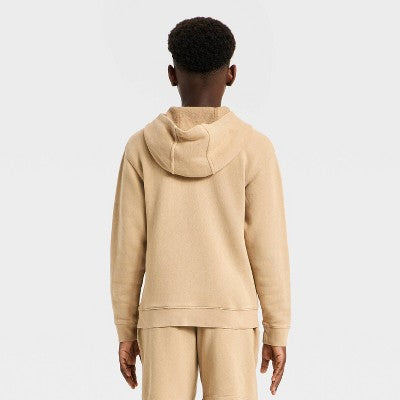 Boys' French Terry Hooded Sweatshirt All In Motion Light Taupe L