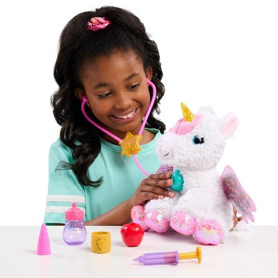 Barbie Unicorn Plush Pet Bag Playset 11" Light-Up Unicorn with Backpack and Vet Accessories