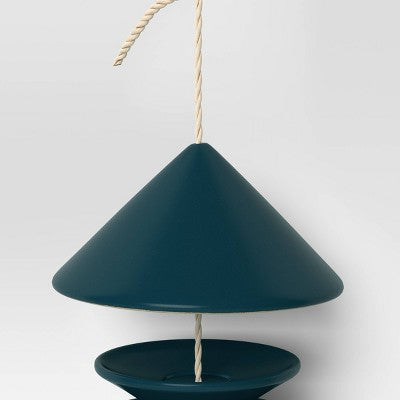 Ceramic Matte Tray Bird Feeder 11.22" Teal - Threshold