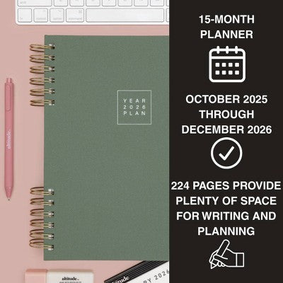 Altitude 2025-2026 15 Months Planner 8"x10" Monthly/Weekly Dark Sage