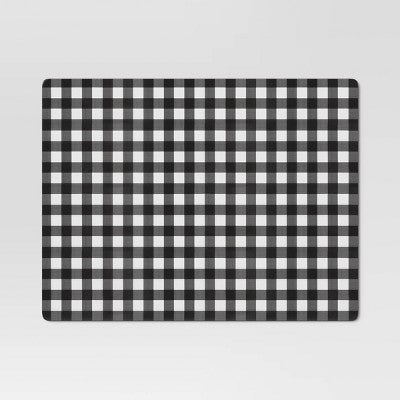 Cork Buffalo Check Placemat Black - Threshold: Geometric Rectangle, Traditional Style, Non-Woven Fabric, 16"x12"