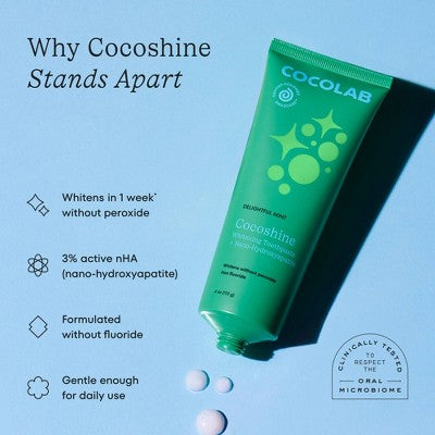 Cocolab Cocoshine Whitening Non-Fluoride Nano Hydroxyapatite Toothpaste - Lychee Breeze - 4oz