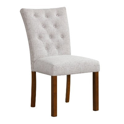 HomePop Set of 2 Tufted Back Parsons Dining Chairs Neutral: Upholstered, Plywood Frame, 300 lbs Capacity (LOCAL PICKUP ONLY)