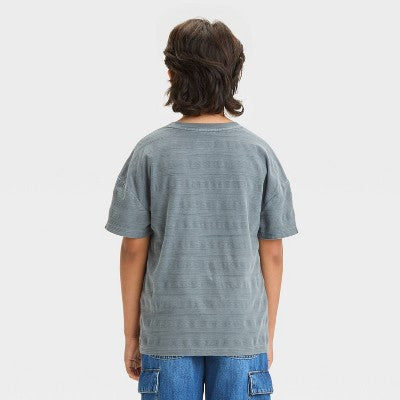 Boys' Short Sleeve Jacquard T-Shirt - Cat & Jack Charcoal Gray XS