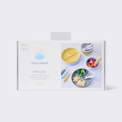 Mealtime Giftset - 16pc - Cloud Island: Stainless Steel, Solid Pattern, Service For 1