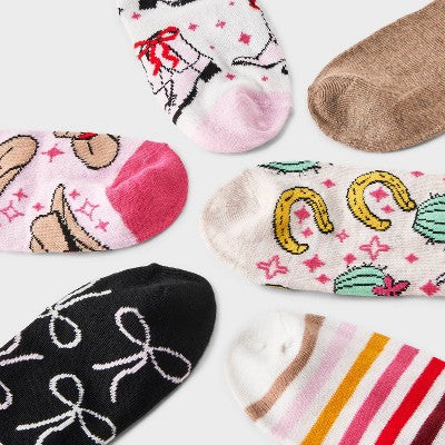 Women's Western Bows 6pk Low Cut Socks - Assorted Colors 4-10