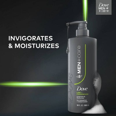 Dove Men+Care 2-in-1 Lime + Cedarwood Shampoo and Conditioner - 18 fl oz