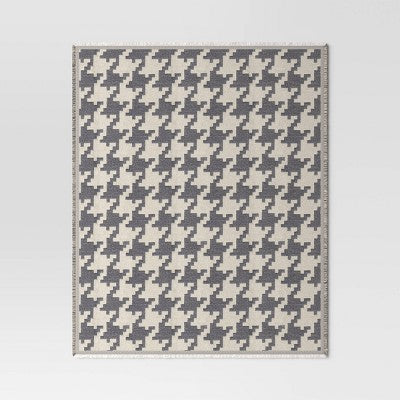 50''x60'' Oversized Chenille Woven Houndstooth Throw Blanket Gray/Neutral - Threshold (LOCAL PICKUP ONLY)