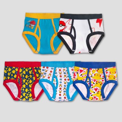 Boys' Pokemon 5pk Underwear - 4: Pikachu Boxer Briefs, Mid Rise, Elastic Waistband