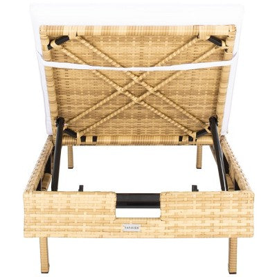 Cam Sunlounger W/ Cushion - Outdoor - PAT7501 - Natural/White - Safavieh (LOCAL PICKUP ONLY)