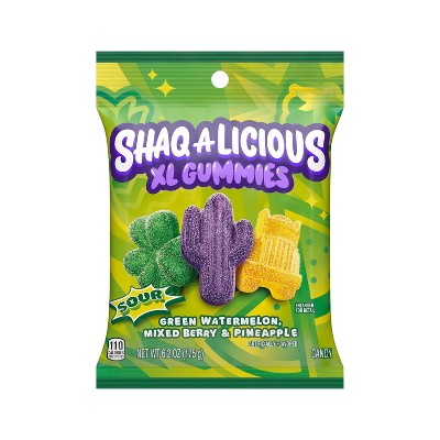 SHAQ-A-LICIOUS Sour Gummies Peg Bag (Pineapple - Watermelon and Mixed Berry Flavors) - 12ct/6.2oz