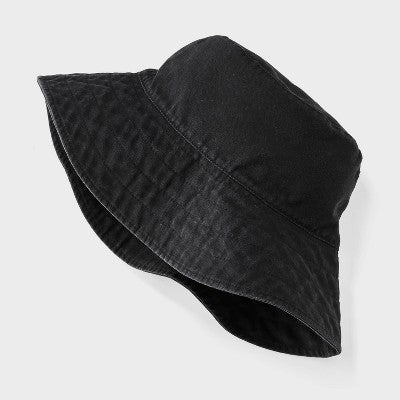 Reversible Bucket Hat - Universal Thread Black: Cotton, Midweight Fabric, Pull-On, Solid Pattern, One Size, Hand Wash