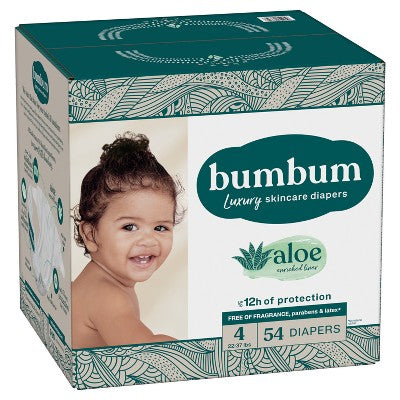 bumbum Luxury Skincare Disposable Diapers - Size 4 - 54ct