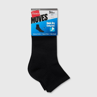 Hanes Moves Premium Men's Breathable Mesh Ankle Socks 3pk