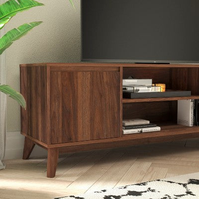 Flash Furniture Walnut 60" TV Stand with Adjustable Middle Shelf - Dual Soft Close Storage Doors (LOCAL PICKUP ONLY)