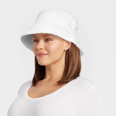Poly Jacquard Terry Bucket Hat - Shade & Shore Ivory