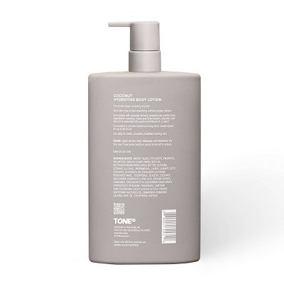 TONE 48-Hour Moisture Hydrating Body Lotion - Coconut - 480ml: Whole Body, Made Without Parabens, Contains Shea Butter