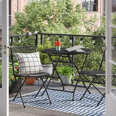 32" Metal Mesh Round Patio Bistro Table Black - Room Essentials (LOCAL PICKUP ONLY)
