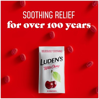 Luden's Soothing Throat Lozenge Drops for Sore & Irritated Throats - Wild Cherry - 30ct