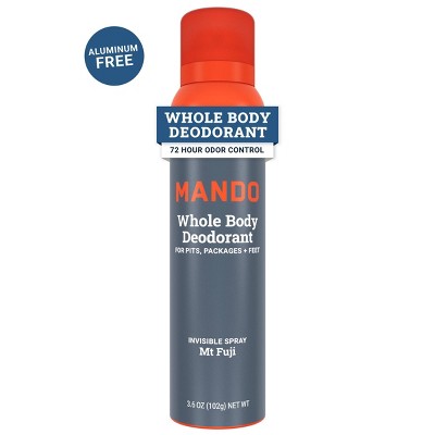 Mando Whole Body Men's Invisible Spray Deodorant Mt Fuji - Aluminum-Free 3.6oz: Citrus, Fresh, Woodsy Scent