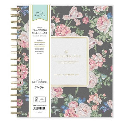 Day Designer 2025 Daily/Monthly Planner 10.16"x9.49" Wirebound Rose Garden: Adult Stationery, Tabs, 8x10, January-December