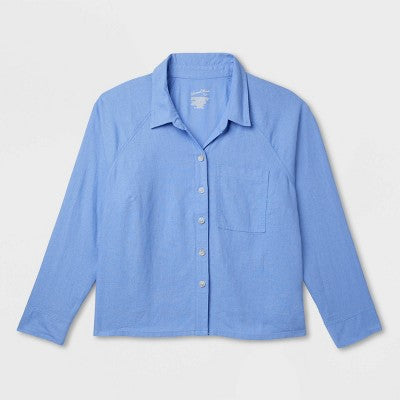 Women's Adaptive Button-Down Shirt Universal Thread Blue S