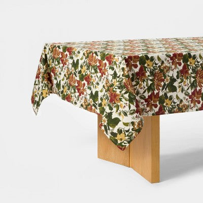 84"x60" Floral Tablecloth - Threshold designed with Studio McGee: Rectangle Cotton, Machine Washable, Multicolored