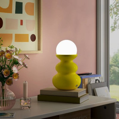 Mini Plastic Table Lamp with Glass Orb Yellow - Room Essentials