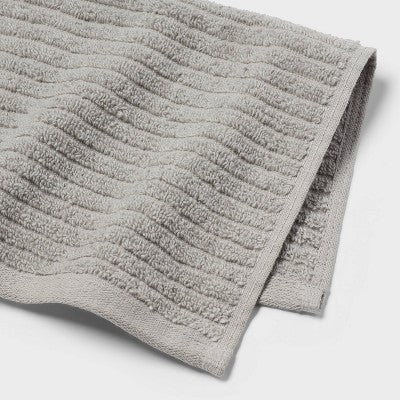 4pk Quick Dry Ribbed Hand and Wash Towel Set Light Gray - Threshold