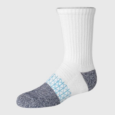 Hanes Boys' 4pk Absolute Active Crew Socks - White L