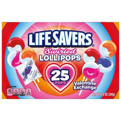 Life Savers Valentine's Swirled Lollipops Exchange Box Candies - 8.8oz/25ct