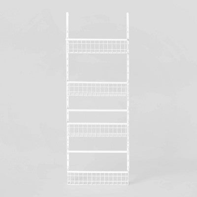 4 Tier Over-The-Door Storage Rack - Brightroom: Adjustable Shelves, White Steel, Over Door Organizer, 4 Baskets